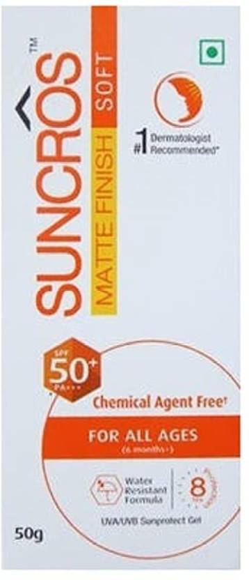 Suncros Matte Finish Soft Gel (SPF-50+) (PA+++) (50 gm) - SPF 50 PA+++ Price in India - Buy 