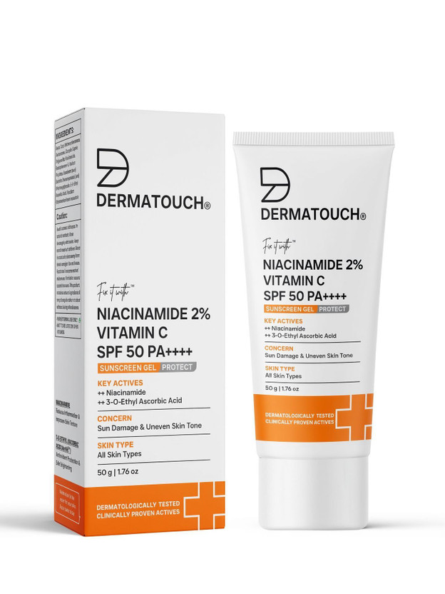 Dermatouch Sunscreen - SPF 50 PA++++ Niacinamide 2% Vitamin C Sunscreen for glowing skin | SPF 50+ PA ++++(50 g)