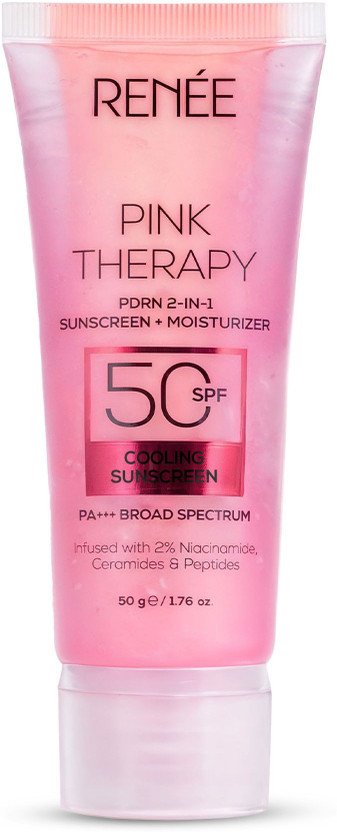 Renee Sunscreen - SPF 50 PA+++ Pink Therapy PDRN 2-In-1 Sunscreen + Moisturiser with Niacinamide & Ceramides(50 g)