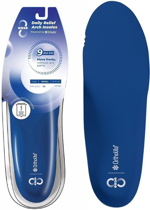 8ease Ortholite Arch Insoles | Light, Washable, Breathable, Unisex (UK 8-11) Insole(Blue)