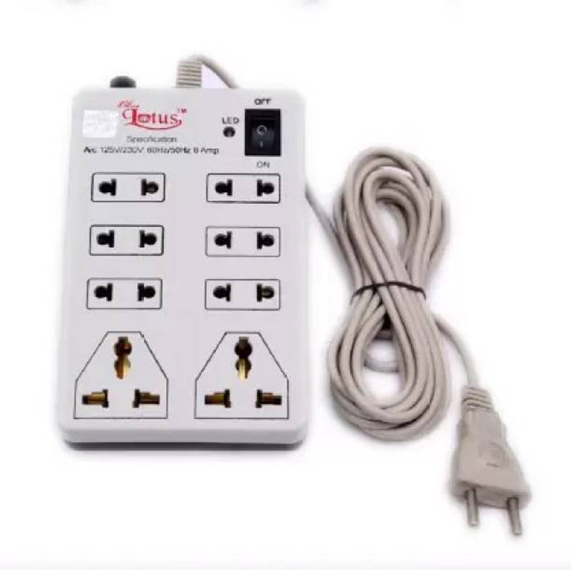PINGA CB_1453 8+1 with Fuse, 8 Socket Extension Boards 8  Socket Extension Boards(White, 2.5 m)
