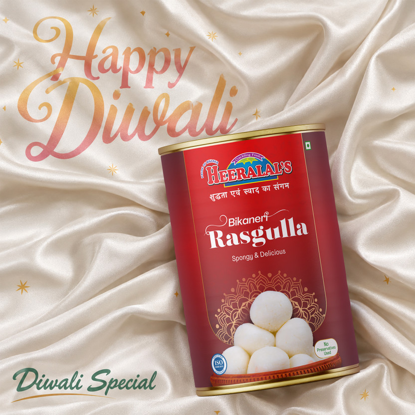Heeralal's Rasgulla 1Kg Diwali Festival Gift Soft Spongy Juicy Traditional Indian Sweet(1 kg)
