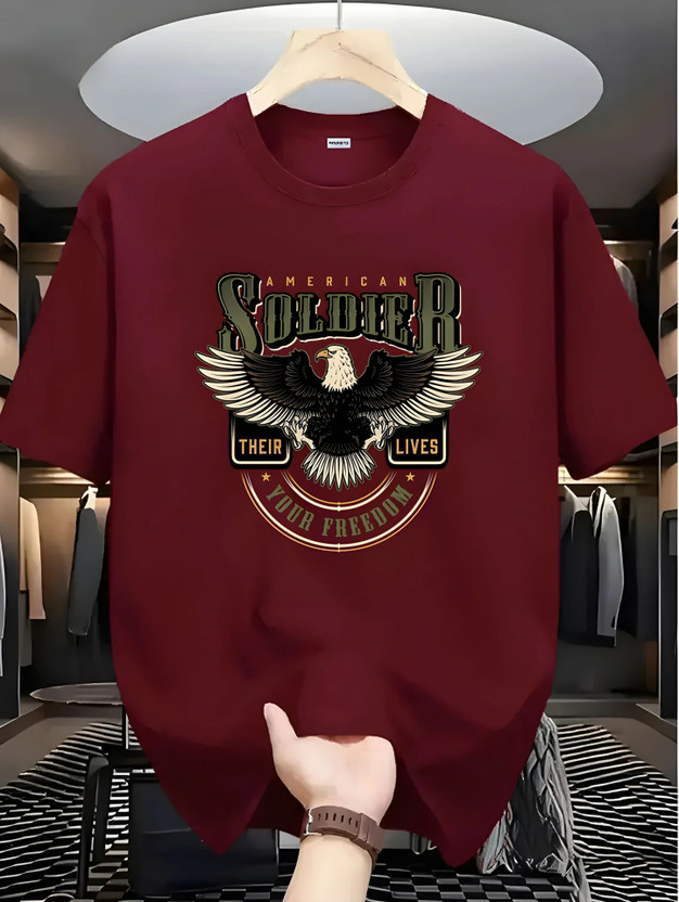 PIVLU PIVLU Printed Men Round Neck Maroon T-Shirt - Flipkart Deal