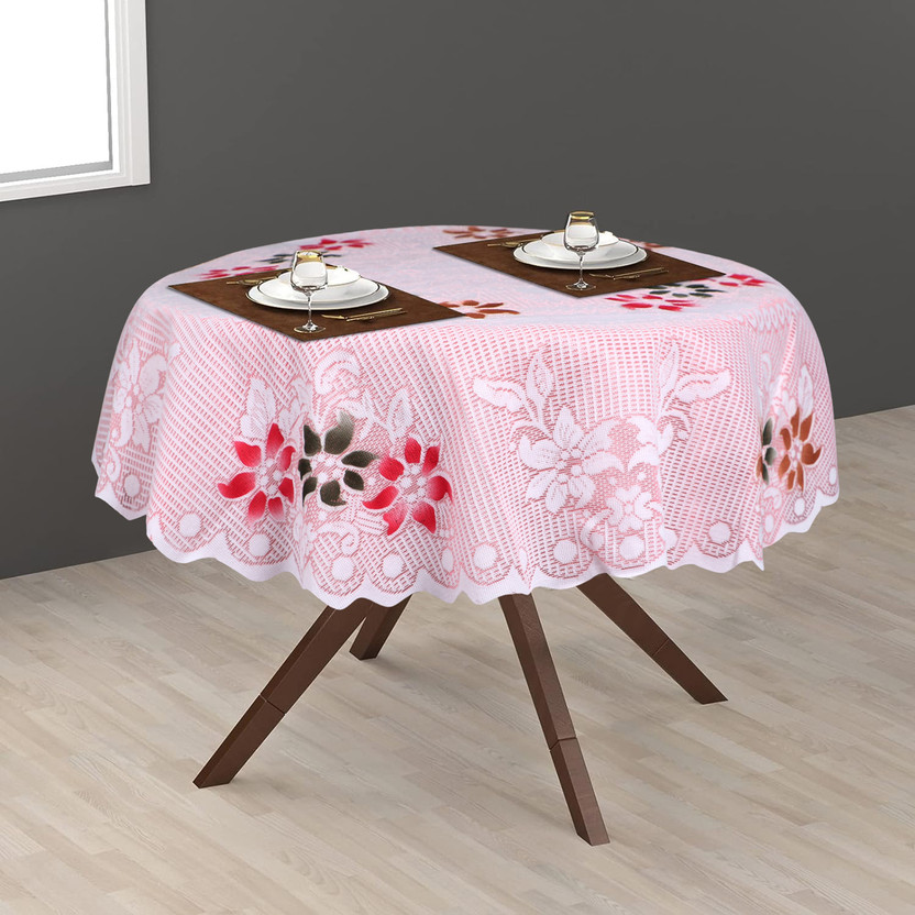 Dakshya Industries Cotton 2 Seater Floral Table Cover(Peach)