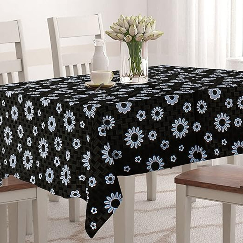 CASA FURNISHING Polyester 6 Seater Floral Table Cover(Brown, White)