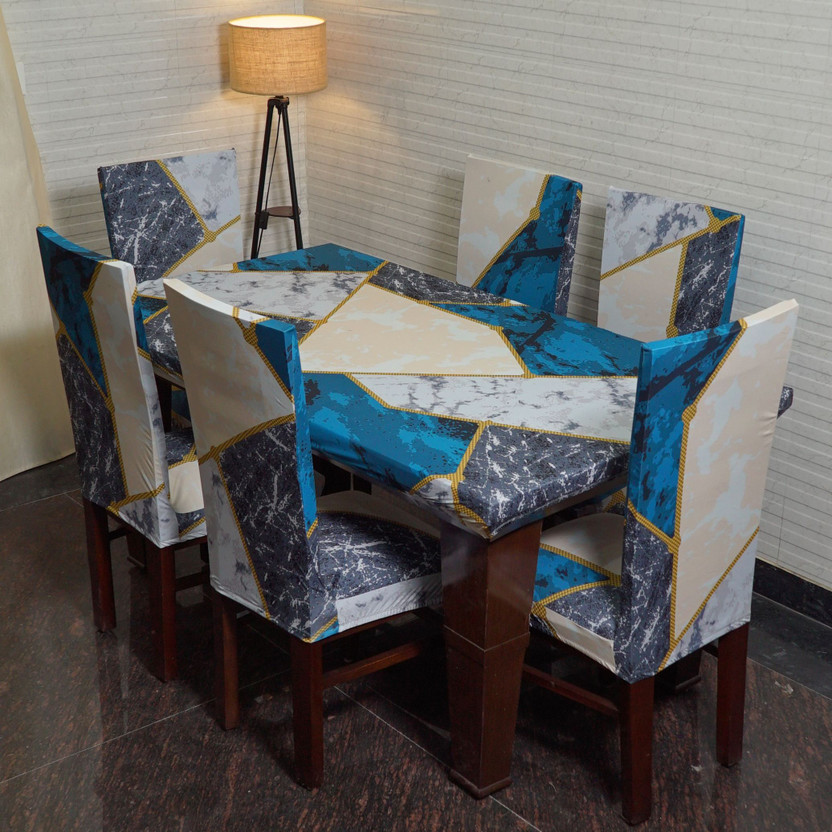 Eleganta Polyester, Spandex 4 Seater Printed Table Cover(Multicolor 2)