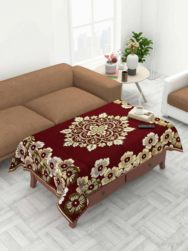 Sparklings Velvet 4 Seater Printed Table Cover(Multicolor)