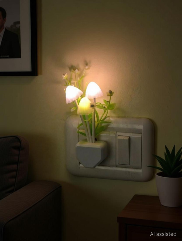 VIRTUAL WORLD Mushroom Lamp Automatic Sensor Light Multi Color Changing Night Lamp Night Lamp(11 cm, White)