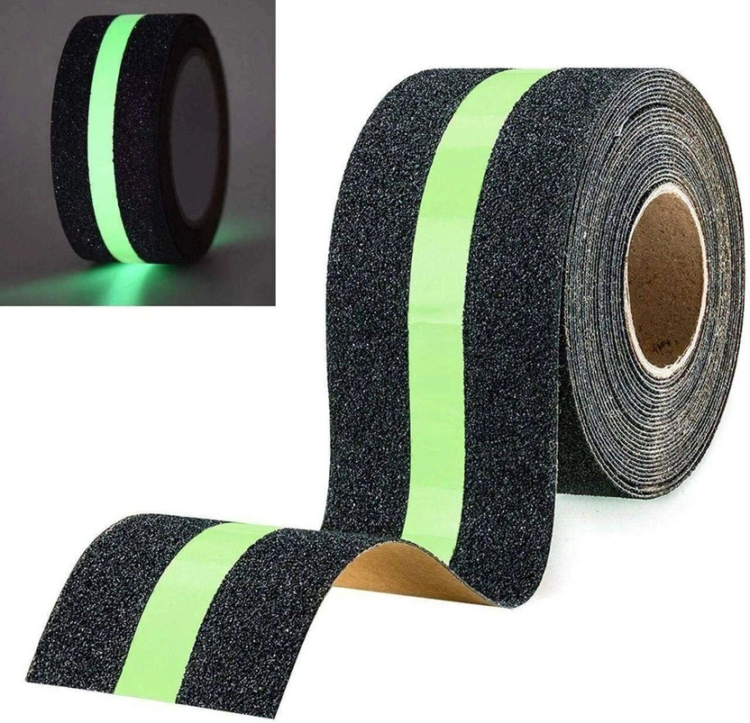 KESOL Safety Grip Tape or Luminous Adhesive Tape Anti slip tape Glow-in-the-Dark Anti-Slip Safety Tape (Manual)(Set of 1, Black, Green)