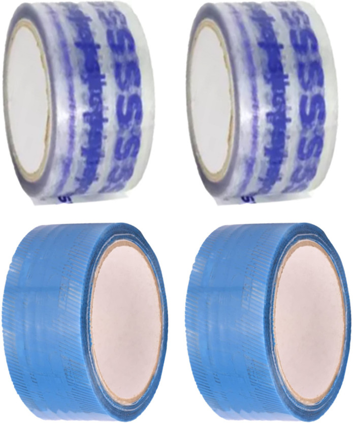 Boxer Printed Online Tape Combo 2" Inch 65 Mtrs Length for Online Selling, Packing & Office use Printed Cello Tape (Manual)(Set of 4, Blue)