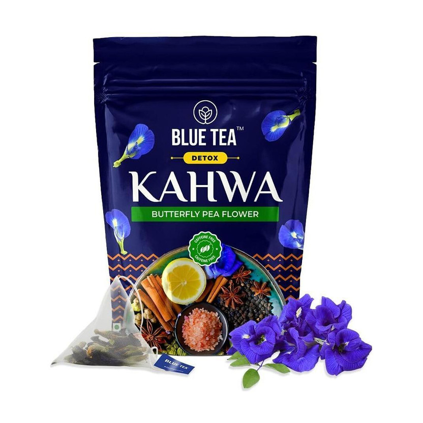 BLUE TEA Butterfly Pea Detox Desi Kahwa - | Helps To Improve Immunity |Caffeine Free | Herbal Tea Pouch(30 Bags)