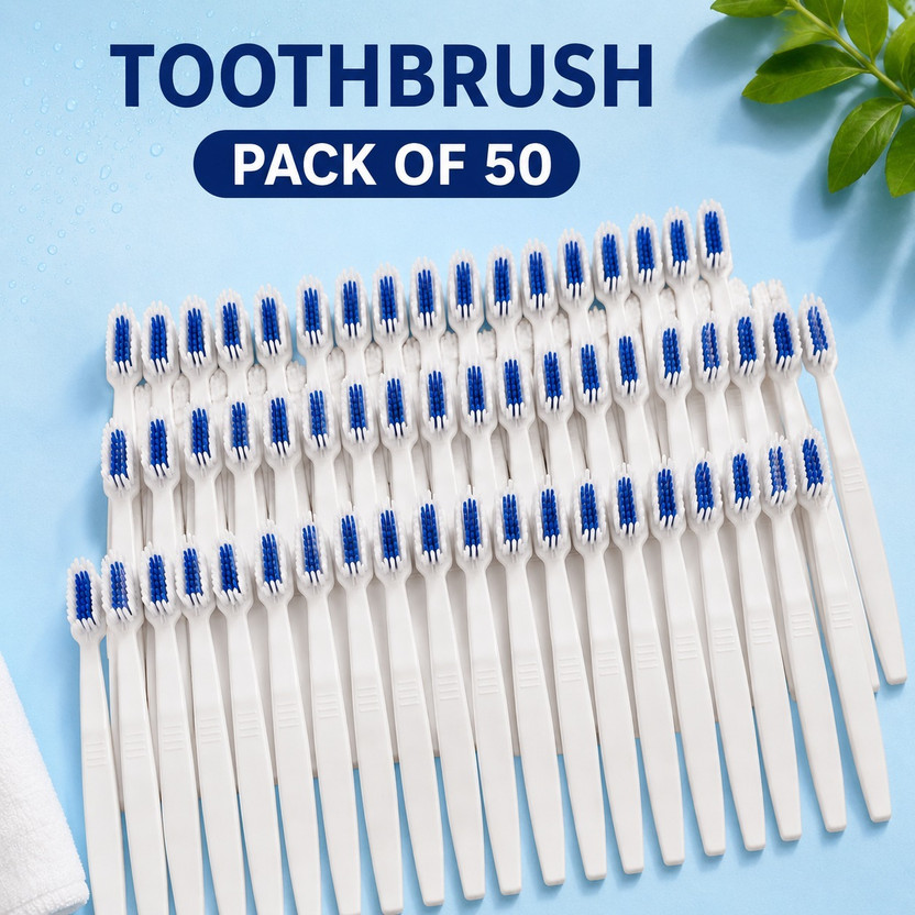KRISHNAYA Soft Bristle Toothbrushes for Hotels, Hospitals, Hostel & Bulk Use Extra Soft Toothbrush(Pack of 50)