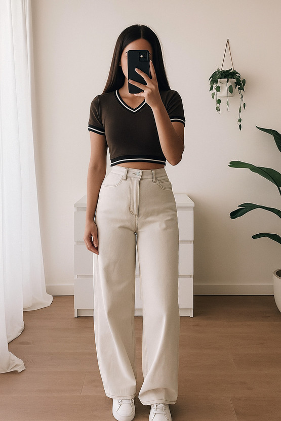 WAAMY69 Printed Women V Neck Green T-Shirt