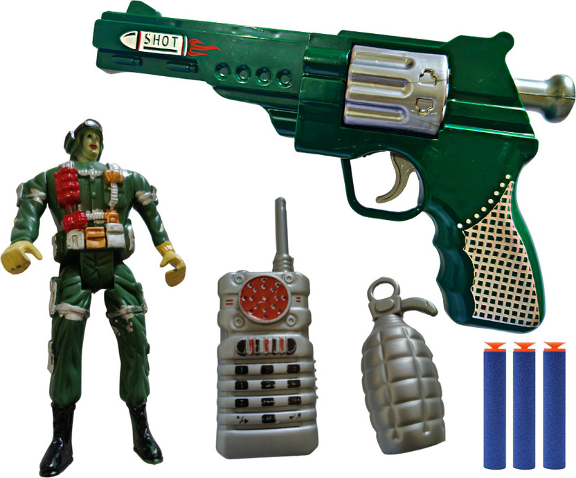 Toy Cloud Soft Blaster Pistol Toy Gun with 3 Foam Bullets, Army Soldier, Mobile, Bomb Guns & Darts(Multicolor)