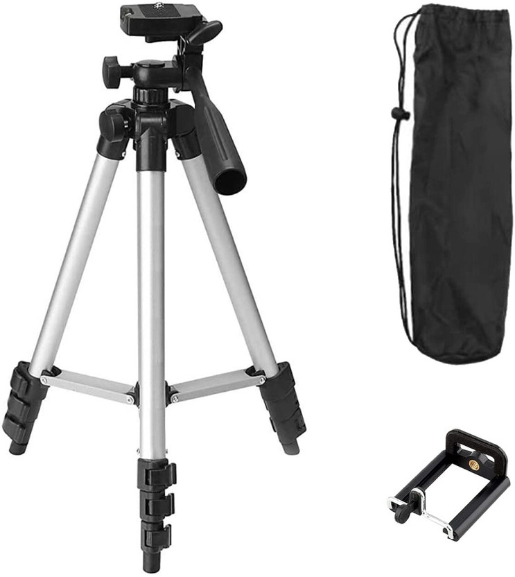 Viraan Portable Camera Tripod Stand for Mobile | Vlogging, Online Class & Photography Tripod(Black,Silver, Supports Up to 200 g)