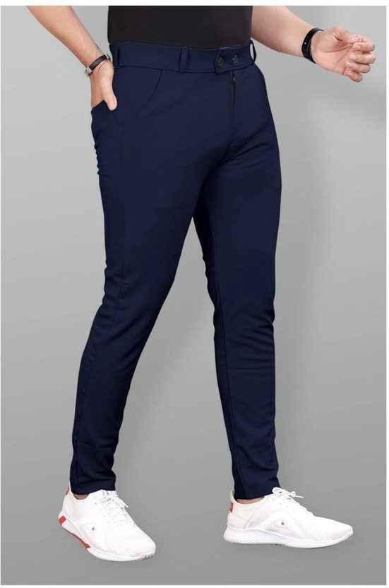lapataclub Slim Fit Men Blue Trousers