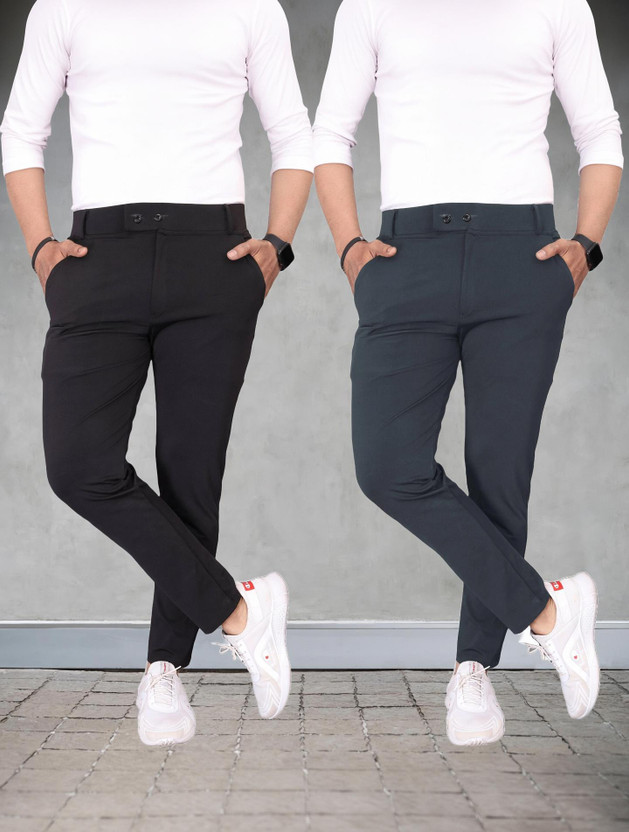 TENIT Slim Fit Men Black, Grey Trousers