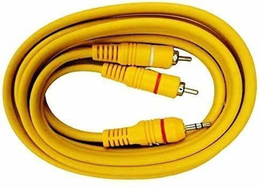 EKAAZ  TV-out Cable RCA to Audio Cable,3.5mm to 2-Male RCA Stereo Cable -1.8 Meters(Yellow, For TV)