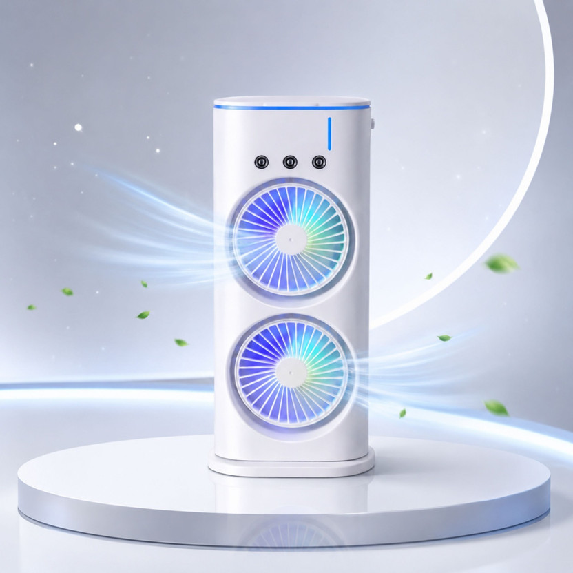 OPINIA Portable Cooler Spray Fan for Home Office | USB Cooling Fan with LED Cooler USB Air Cooler, USB Fan(White)