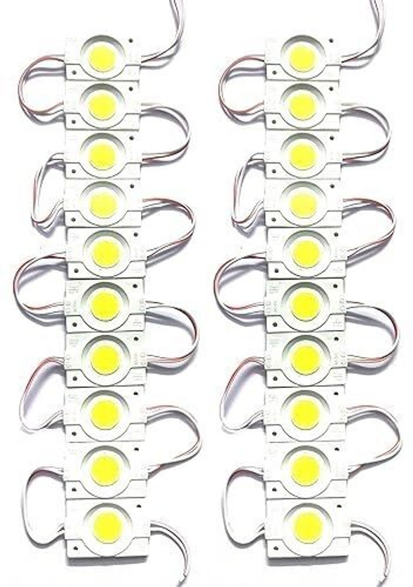 WROXTER 12 Volt 2.4 Watt DC Coin LED Module Light Lamp For Multipurpose Use(20Pcs,White) Interior Light Car, Motorbike LED (12 V, 2.4 W)(6 Series, Pack of 20)