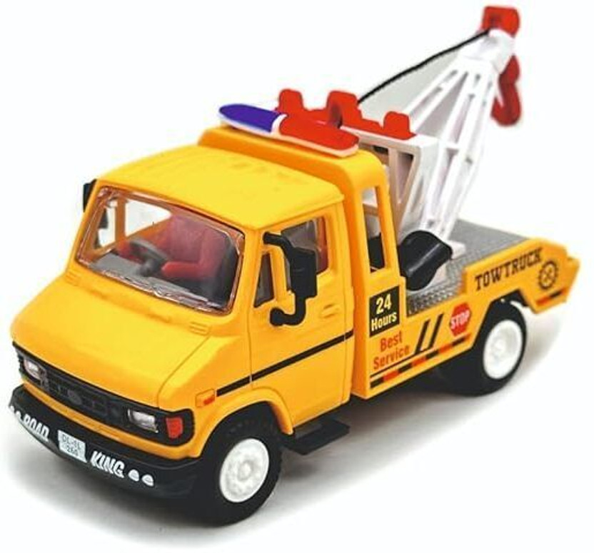 FUN FACTORY TOYS TUF 07 Tow Truck Crane with Hook, Pull Back Action (Color May Vary)(Multicolor, Pack of: 1)