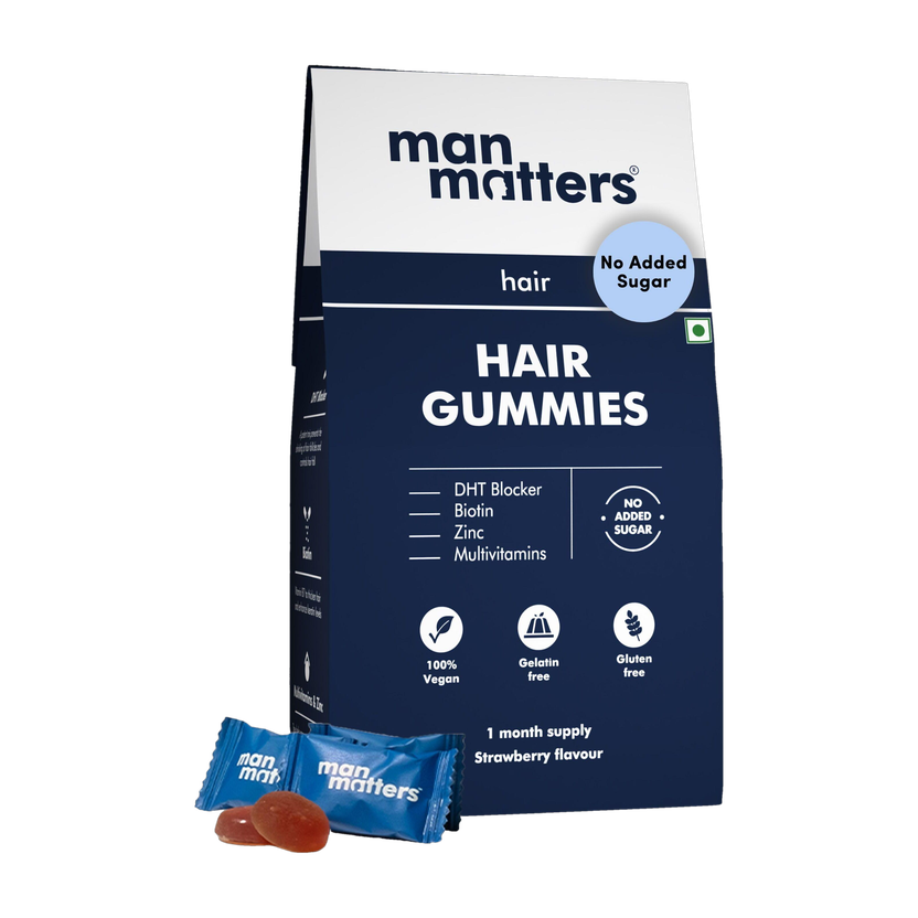 Man Matters Biotin Hair Gummies |Hair & Skin | Vit A, C, E, Zinc & Fibre|Vegan &Gut Friendly(30 No)