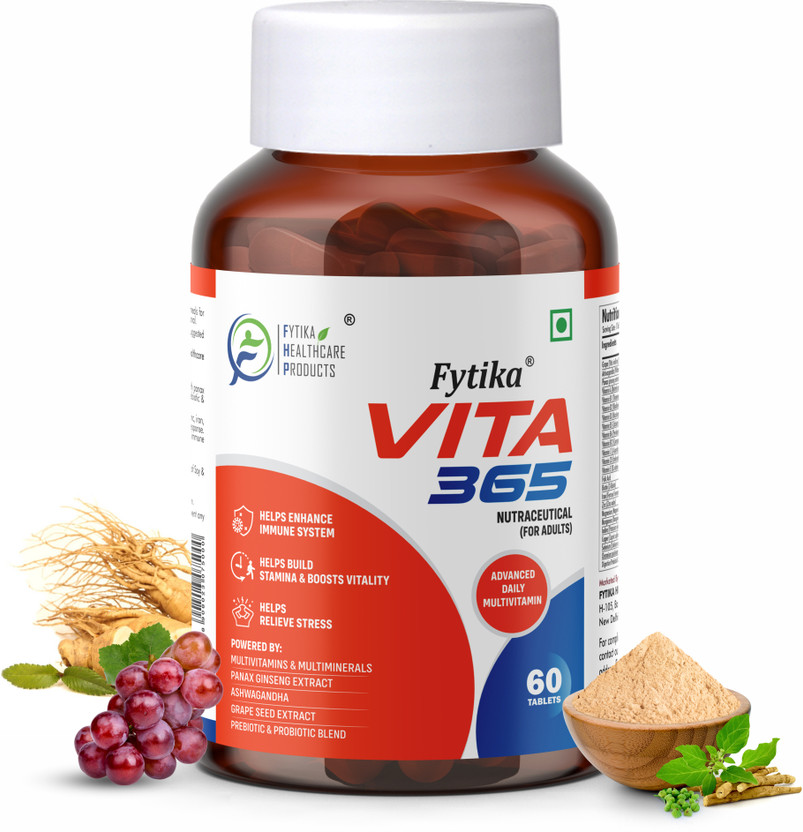 FYTIKA HEALTHCARE PRODUCTS Vita 365 Multivitamin with Probiotics | Supports Immunity & Gut Health(60 Tablets)