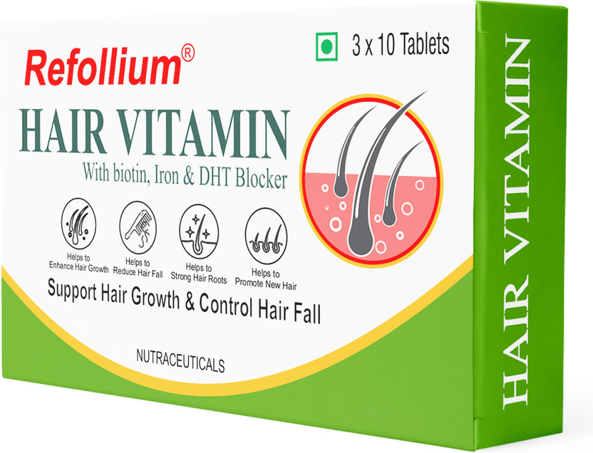 Refollium Hair Vitamins with DHT Blockers & Biotin for Hair Regrowth & Hairfall Control(30 Tablets)