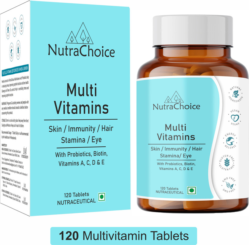 NutraChoice Multivitamin Tablets for Men and Women, 40 Nutrients with Probiotics(120 Tablets)