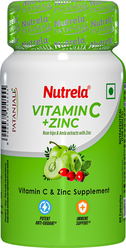 NUTRELA Vitamin C and Zinc | Boost Immunity | Supports Energy | Skin Care Supplement(60 Capsules)