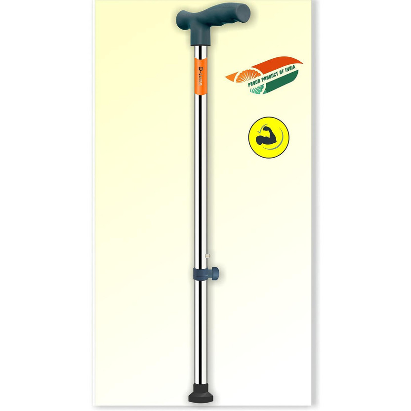 FuelWood Iron One-Leg Walking Stick/Cane Made in India for Old/Handicapped People Ultra Strong/Highly Durable/Light Weight and Extendable up to 11 inches Walking Stick
