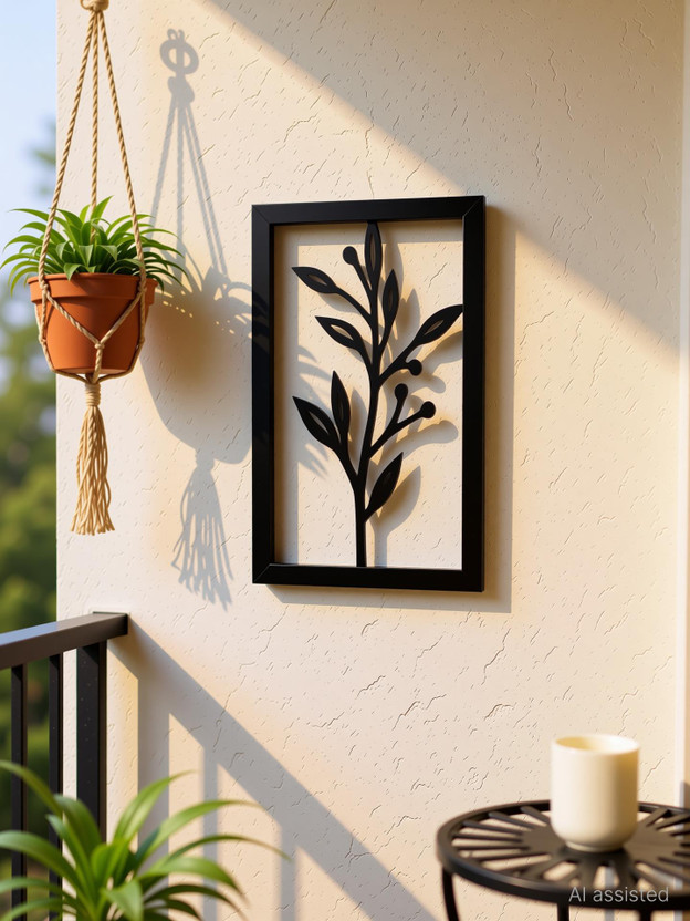 The Hind Arts Wooden Wall Hanging For Home Decor shelf home Living Room, Decor, Balcony, Pack of 6(23 cm X 7 cm, Black)