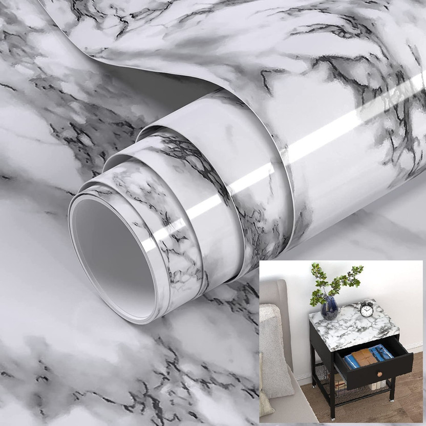 URJAZONE 200 cm x 60 cm Waterproof Decorative Vinyl Wallpaper(White)