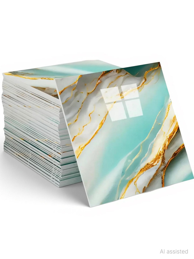 WALLVEAR 60 cm x 60 cm Waterproof Decorative Vinyl Wallpaper(Green, Pack of 4)