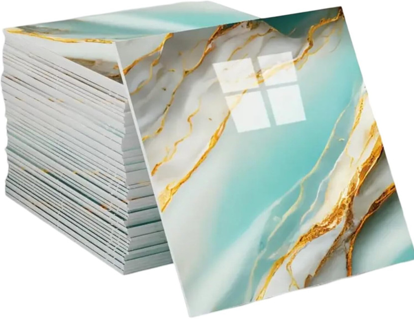 WALLVEAR 60 cm x 60 cm Waterproof Decorative Vinyl Wallpaper(Green, Pack of 4)