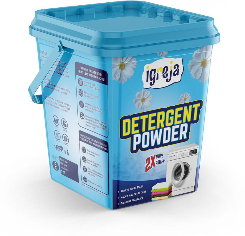 IGREJA Bright Like New Matic Front/Top Load Flower Blue Detergent Powder 5 kg Detergent Powder (Fresh)(5 kg)