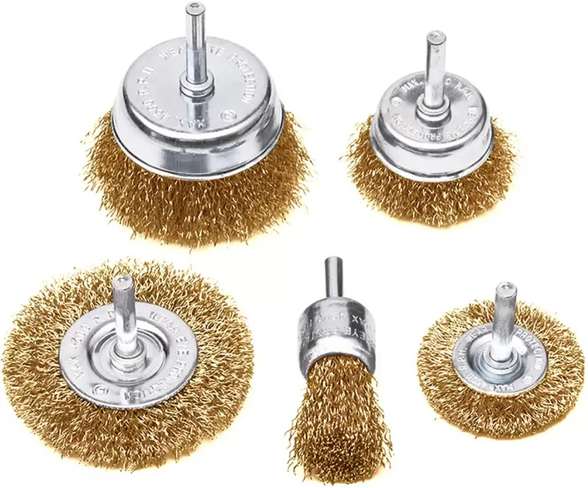 Kiesh WB03 5 Pcs Multipurpose Wire Brush Set to Remove Paint Dust Dirt Etc Wheel Brush(Pack of 5)