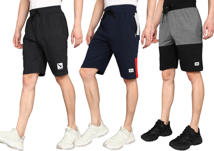 GYRFALCON GYRFALCON Self Design Men Dark Grey, Dark Blue, Grey Regular Shorts - Flipkart Deal