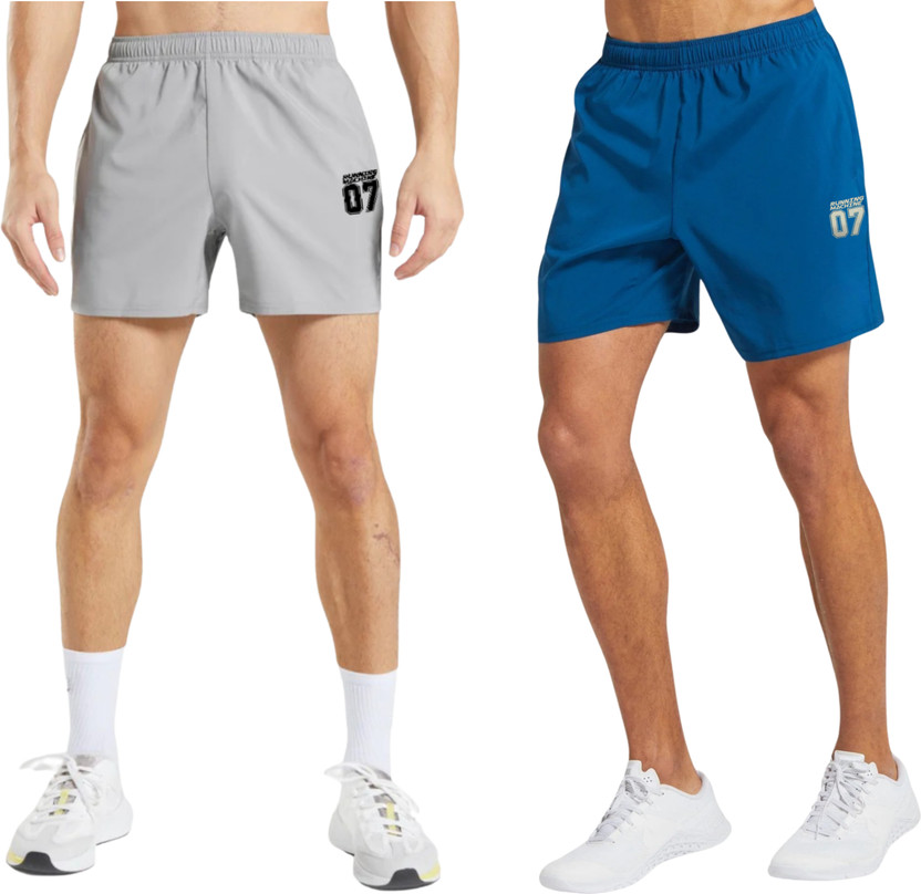 RUNNING MACHINE Solid Men Blue, Grey Sports Shorts