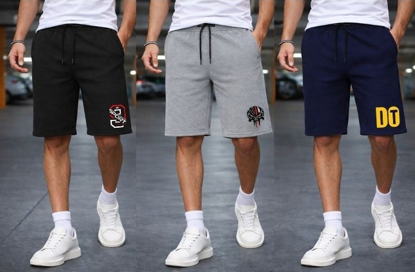 TENRUN Graphic Print Men Black, Grey, Blue Gym Shorts, Casual Shorts