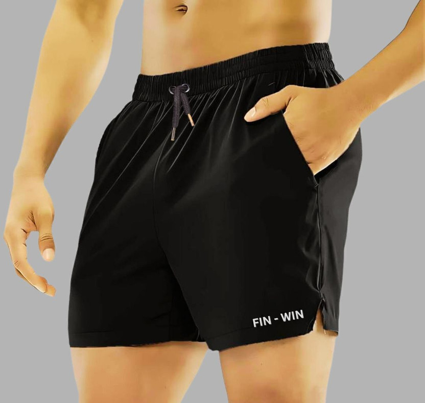 FINWIN Solid, Printed, Graphic Print Men Black, Dark Green Gym Shorts, Running Shorts, Sports Shorts