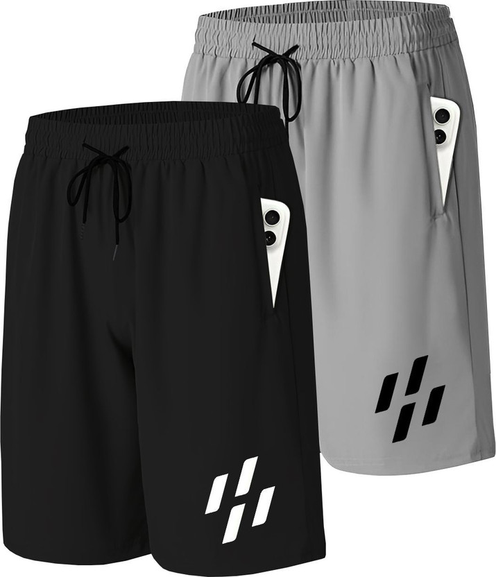 AVOLT Printed Men Black, Grey Sports Shorts
