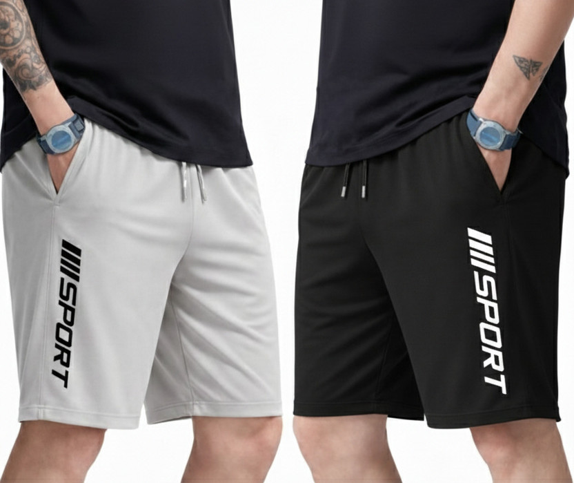 FLYZEN Solid Men Black Regular Shorts