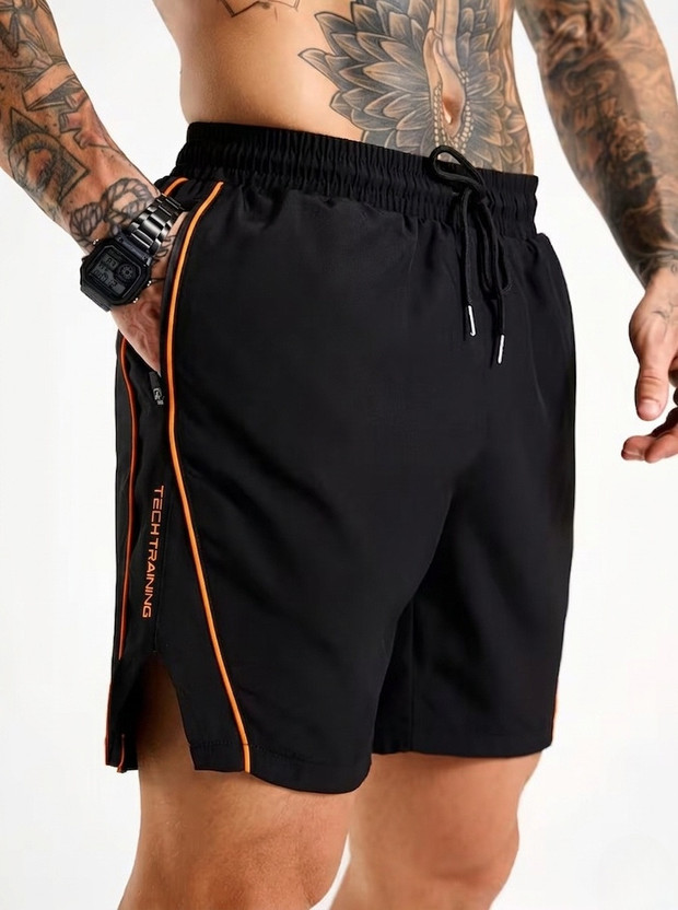 coastal clothier Solid Men Black Gym Shorts