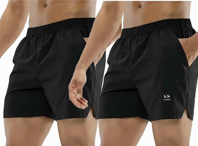 AS AS FASHION Solid Men Black Gym Shorts - Flipkart Deal