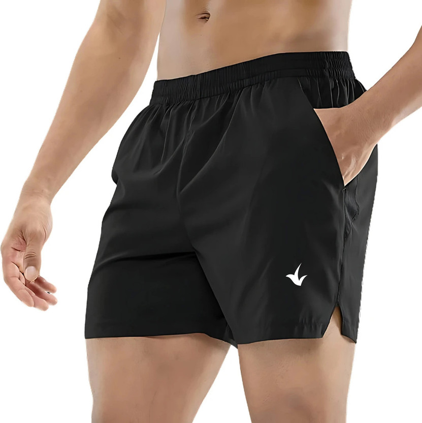 NOT9 Solid Men Black Sports Shorts