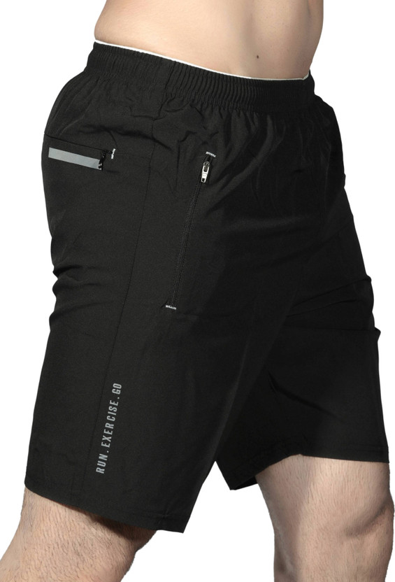 Renessa Solid Men Black Sports Shorts