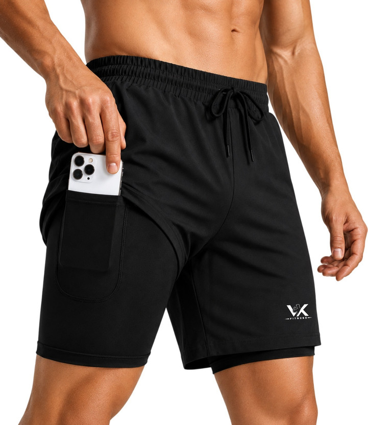 VK VK FITNESS Printed Men Black Gym Shorts, Running Shorts, Sports Shorts, Compression Shorts, Cycling Shorts - Flipkart Deal