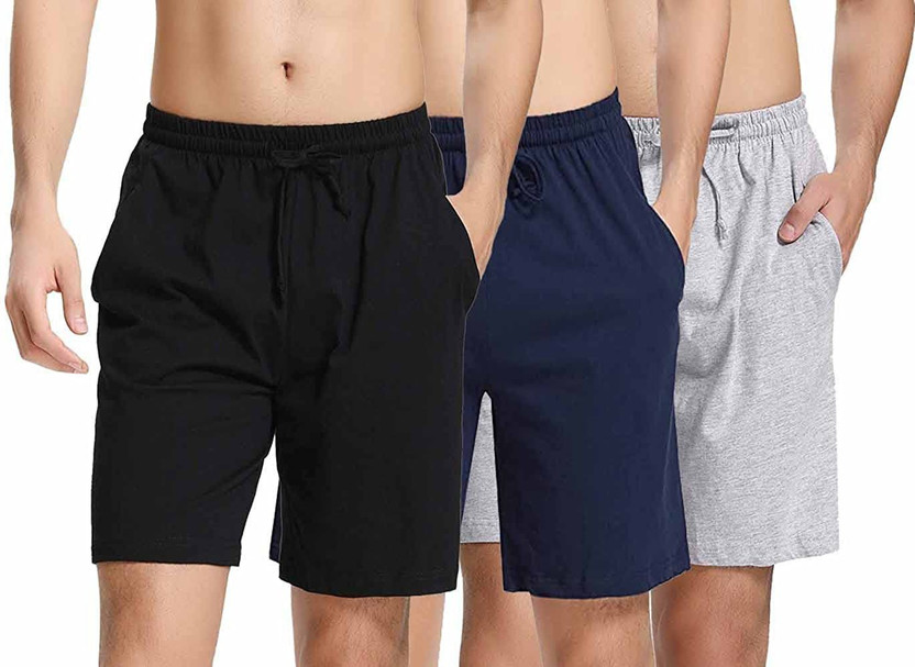 Cleesh Solid Men Black, Blue, Grey Basic Shorts