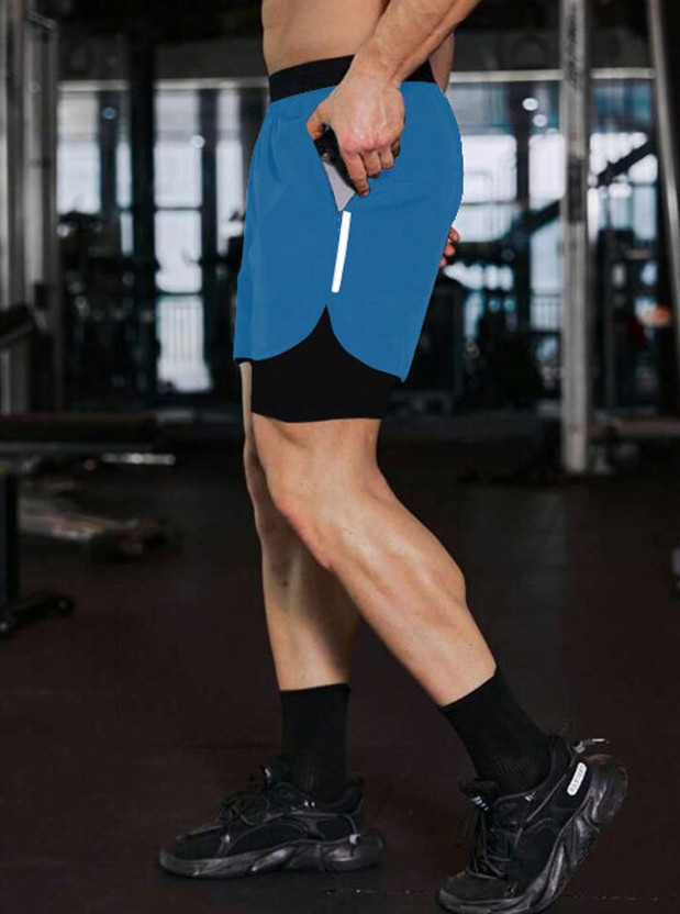 CULISH Self Design Men Blue Compression Shorts